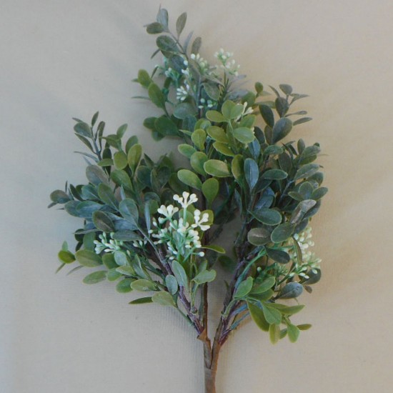 Artificial Boxwood Plants with White Buds 39cm  - BOX005 P1