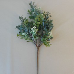 Artificial Boxwood Plants with White Buds 39cm  - BOX005 