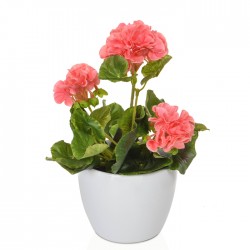 Potted Plants Artificial Geraniums Pink - GER007 3B