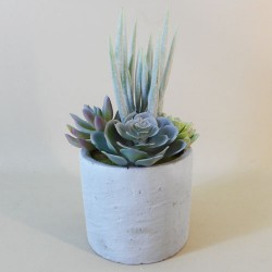 Potted Artificial Succulents in Grey Pot - SUC040 6C