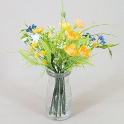 Artificial Buttercups and Forget me Nots Bottle Yellow - BGV001 