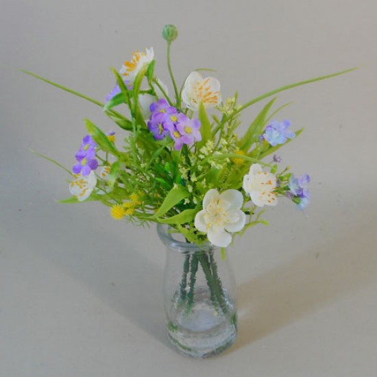 Artificial Buttercups And Forget Me Nots Vase White Artificial