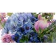 Centerpiece Arrangement | Blue and Pink Garden Flowers in Luxury Blue Vase - HYD010 7D