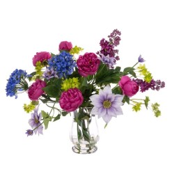 Artificial Flower Arrangement | Peony Lilac and Clematis Vase - PEO004 7D