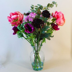Artificial Flower Arrangement | Peony Chrysanthemum and Anemones Vase - PEO010 1A
