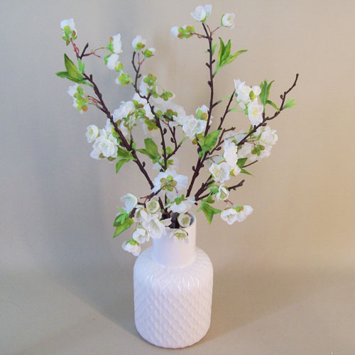 Artificial Flower Arrangements Pink Blossom In White Ceramic Vase