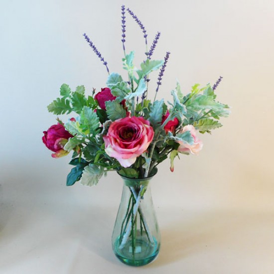 Artificial Flower Arrangements Pink Roses And Peonies In Glass Vase