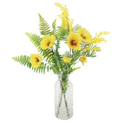 Artificial Flower Arrangements | Yellow Poppies and Mimosa 60cm - POP002 EOF7