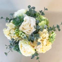 Hydrangeas and Camellias in Lemon Enamelled Jug 30cm | Artificial Flower Arrangements - JUG011 6D