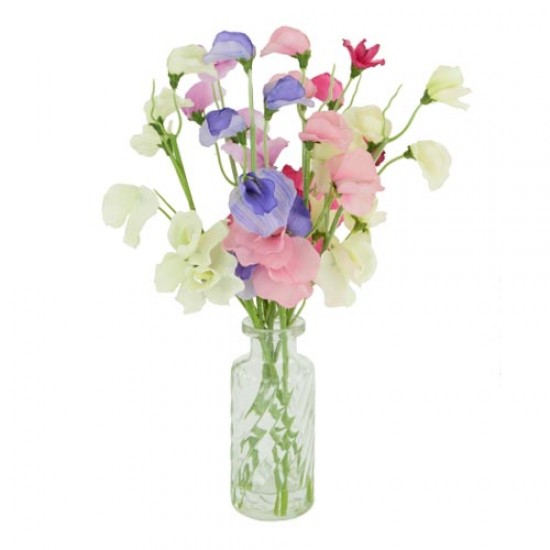 Sweet Peas In Vintage Style Bottle Vase Artificial Flower