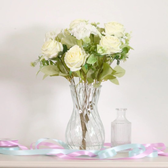 Cream Roses and Hydrangeas in Vase Artificial Flower Arrangement 43cm - ROS065 6B Cream Roses and Hydrangeas in Vase Artificial Flower Arrangement 43cm - ROS065 6B