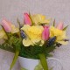 Daffodils and Tulips in White Jug 36cm | Artificial Flower Arrangements - DAF001 