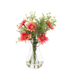 Artificial Flower Arrangement | Coral Daisies and Ferns - DAI005 3D