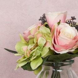 Artificial Flower Arrangement | Pink Roses and Hydrangeas - RHV008 