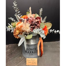Flower Market Milk Churn with Orange Flowers 51cm | Artificial Flower Arrangements - AUT014