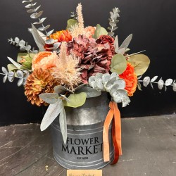 Flower Market Milk Churn with Orange Flowers 51cm | Artificial Flower Arrangements - AUT014