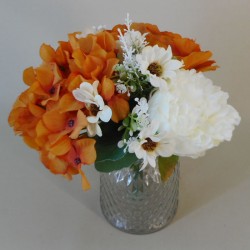 Artificial Flower Arrangement | Hydrangeas and Roses Burnt Orange - HYD020 7C