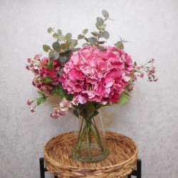 Centerpiece Arrangement | Pink Artificial Hydrangeas & Eucalyptus - HYD021 3A