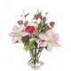 Luxury Artificial Flower Arrangement Pink Garden Flowers in Glass Vase - GAR007 2B