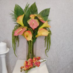 Statement Artificial Flower Arrangements | Calla Lilies and Anthuriums Multi  - CLV016 4C