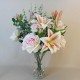 Statement Artificial Flower Arrangement | Lilies and Roses Pink - LIL017 7C