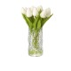 Artificial Flower Arrangements | White Faux Tulips in Glass Vase - TUL003 4A