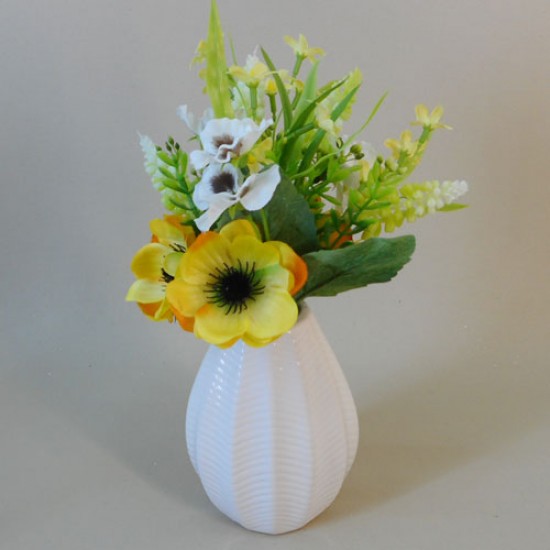 Artificial Flower Arrangements Yellow Anemones And Muscari In