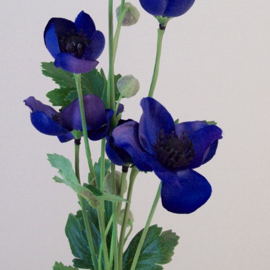 Artificial Japanese Anemones Dark Blue 68cm - A096 A2