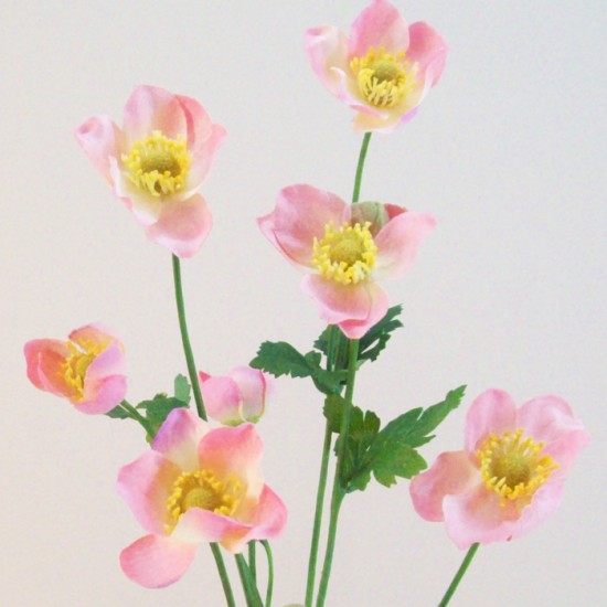 Artificial Japanese Anemones Pale Pink 68cm - A119 A2
