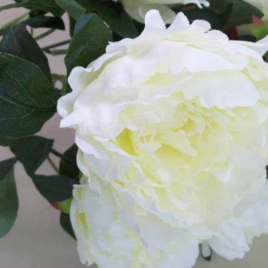 Bunch of Artificial Peony Flowers Cream 57cm - P104 L1