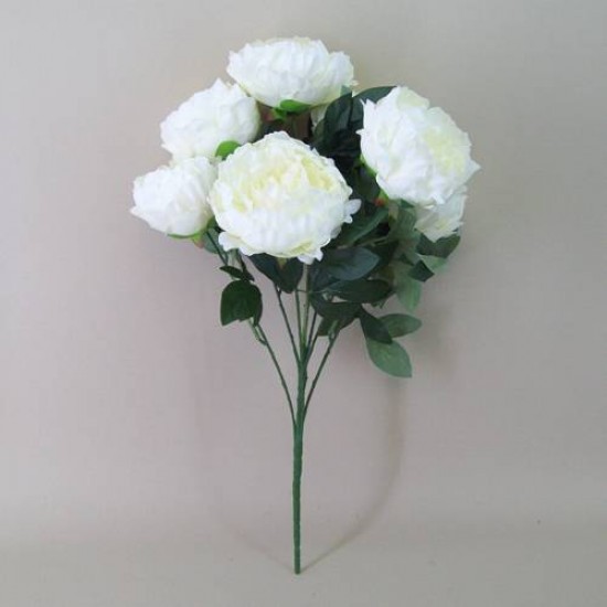 Bunch of Artificial Peony Flowers Cream 57cm - P104 L1