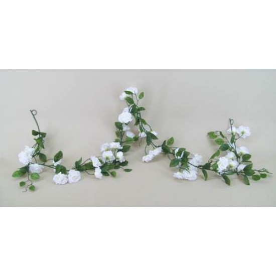 Artificial Roses Garland Small Ivory Roses 185cm - R007B P2