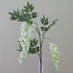 Artificial Wisteria Two White Flowers 70cm - W022A S4