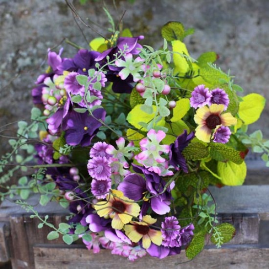 Artificial Meadow Flowers Bouquet Purple and Yellow - MF244-XLBQ K3