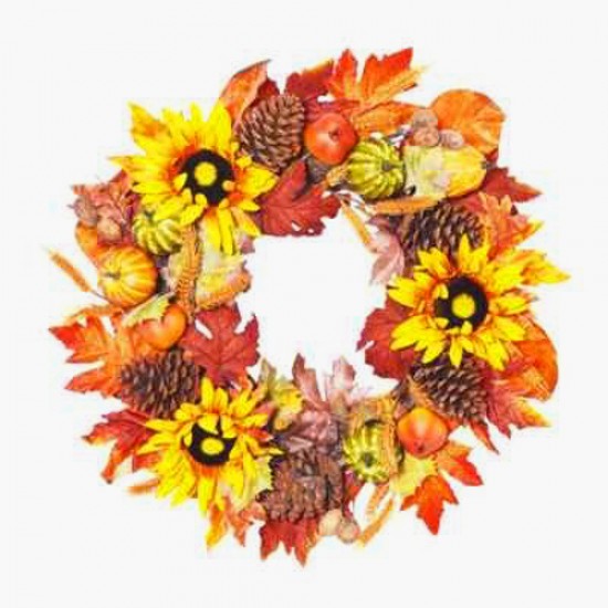 Artificial Sunflowers and Pumpkins Autumn Wreath 65cm - AUT013 BAY3D