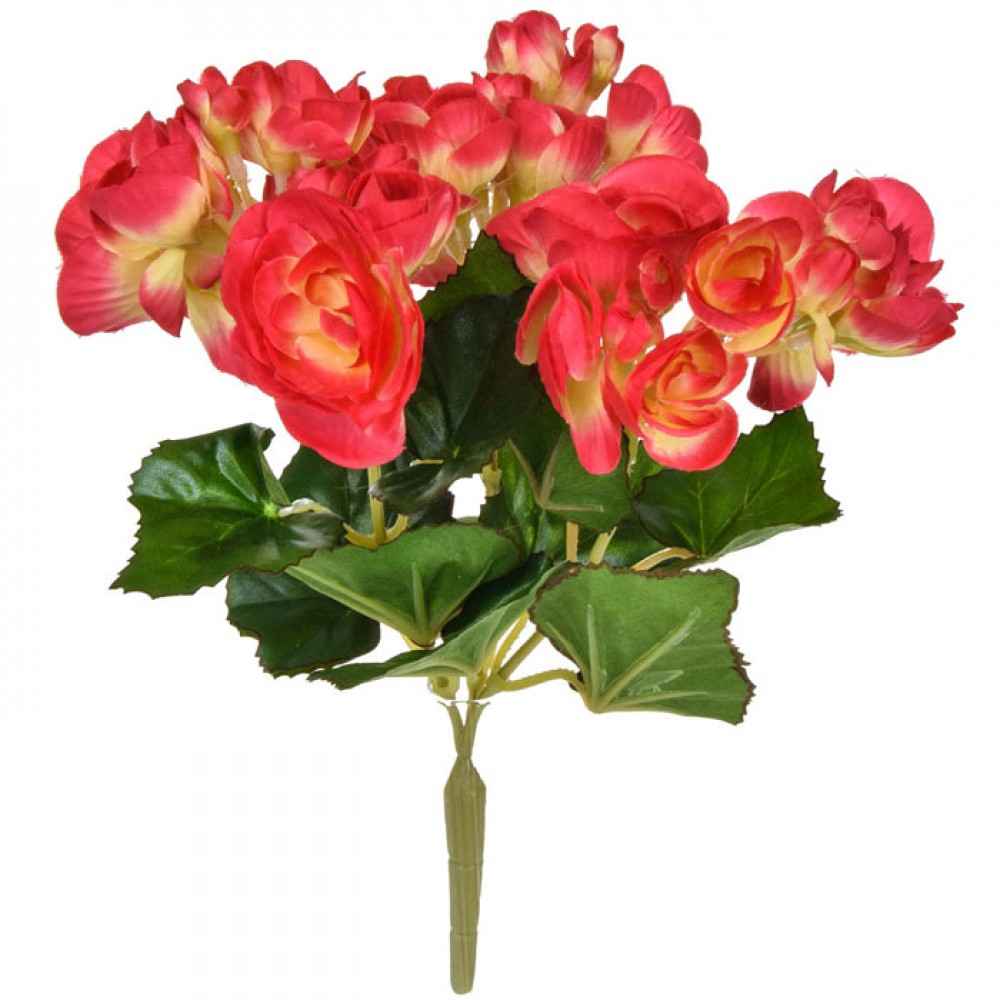 Artificial Begonia Plants Flame Red 28cm| Artificial Flowers