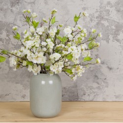 Artificial Cherry Blossom Branch White Short Stem 48cm - B038 JJ2