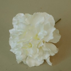 Silk Carnation on Short Wire Stem Ivory 16cm - C086 C3