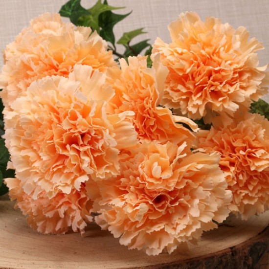 Silk Carnation Bouquet Peach 49cm - C002 BX16