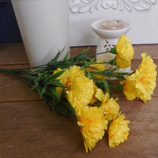 Fleur Artificial Carnations Bunch Yellow 45cm - C257 H3