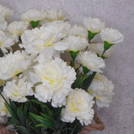 Fleur Artificial Carnations Bunch Cream 45cm - C258 D4