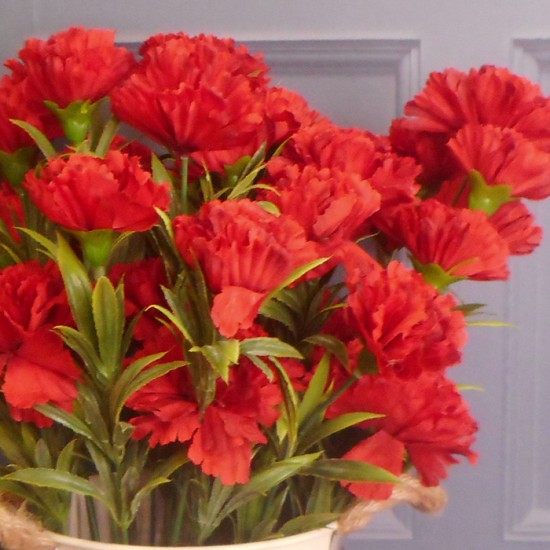 Fleur Artificial Carnations Bunch Red 45cm - C004 B4