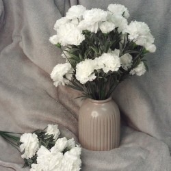 Fleur Artificial Carnations Bunch White 45cm - C246 C2