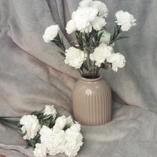 Fleur Artificial Carnations Bunch White 45cm - C246 C2