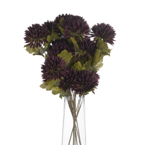 Artificial Kiku Flowers Chocolate Brown 45cm - C079 G1