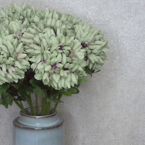 Pompom Chrysanthemum Green and Purple 65cm - C085 E1