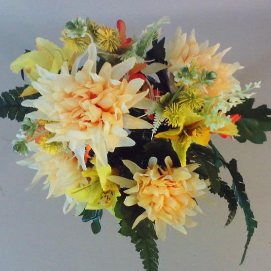 Artificial Chrysanthmums and Alstroemeria Posy Yellow 36cm - R724 U1