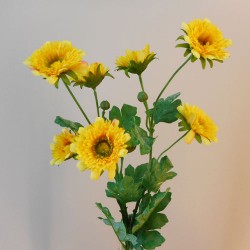 Artificial Spray Chrysanthemums Yellow 69cm - G009 E4