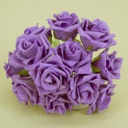 Colourfast Foam Roses Sweetheart Purple Flowers 12 pack 17cm - R187 T1