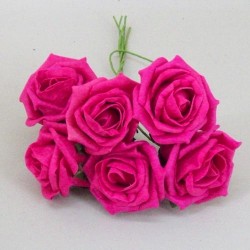 Colourfast Cottage Foam Roses Bundle Hot Pink 6 Pack 24cm - R386 U1